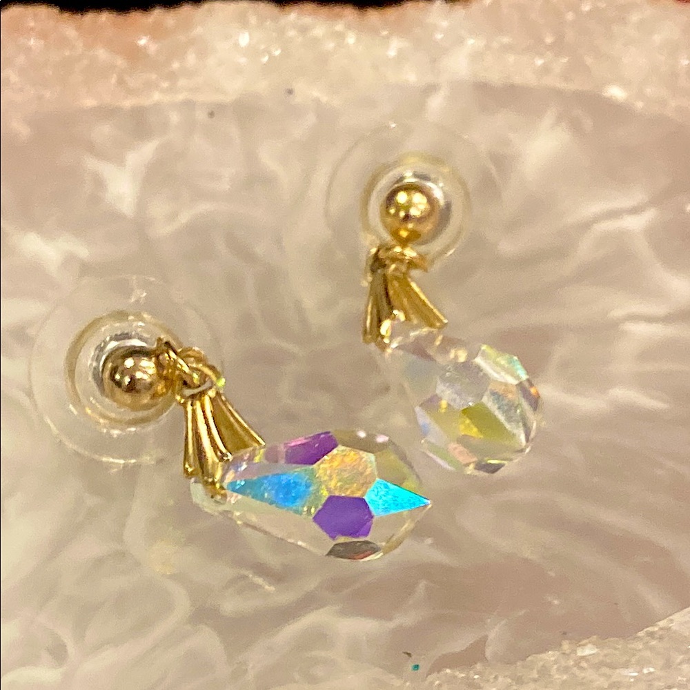 Dainty Single Drop Aurora Borealis Post Earrings